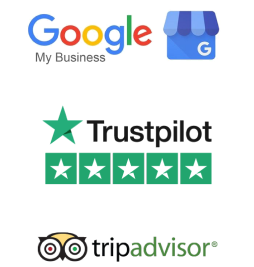 Logo de Google MyBusiness, Truspilot et Tripadvisor